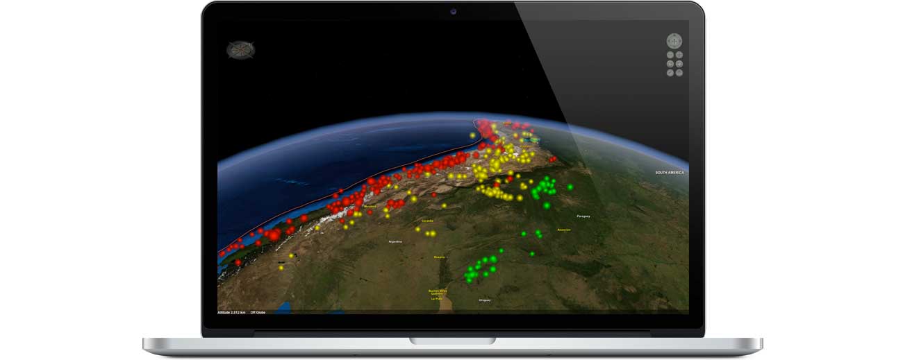 Layered Earth Geology Middle School/High School software showing historic earthquake activity simulation